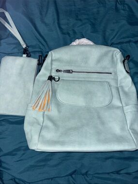 NWT OPAGE Tassel Backpack Purse set 
Light Blue Women’s Backpack Tassel Accent